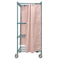 Quantum Storage Systems 80"H - Single Curtain, Double Sided 3 Shelf Wire Shelving Cart WRC74-1836FP-3PC